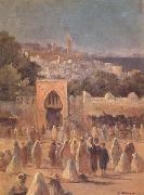 Eugene Delahogue Place du marche a Tanger (mk32) oil painting on canvas